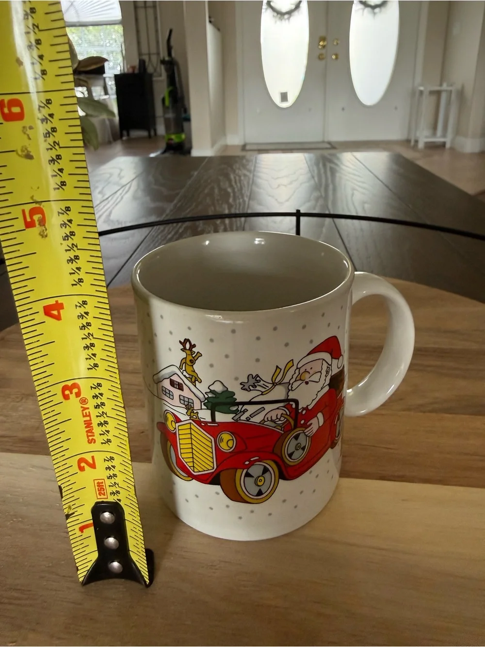 Vintage Japan Santa Driving Red Car Christmas Coffee Mug Holiday Ceramic Cup